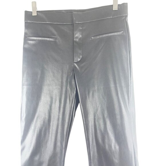 Zara faux leather black Med bootcut /flare pants NEW High waist - Picture 2 of 7